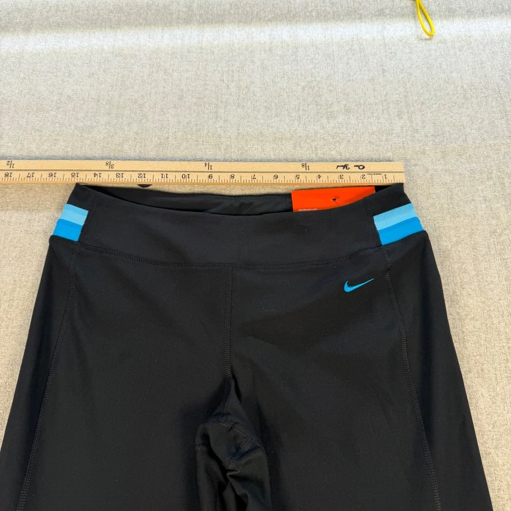 NWT Nike Slim Fit Pants Women Medium Black Blue Stripe Fit Dry Straight Leg